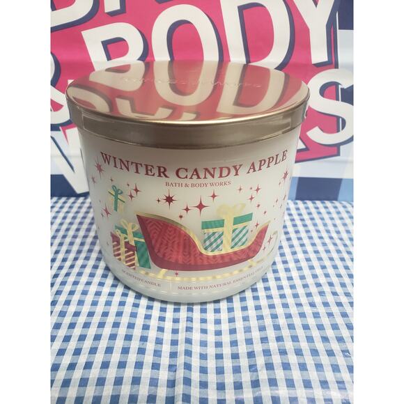 BBW Winter Candy Apple Large 3 Wick Candle Holiday Home Fragrance Decor - Picture 1 of 3